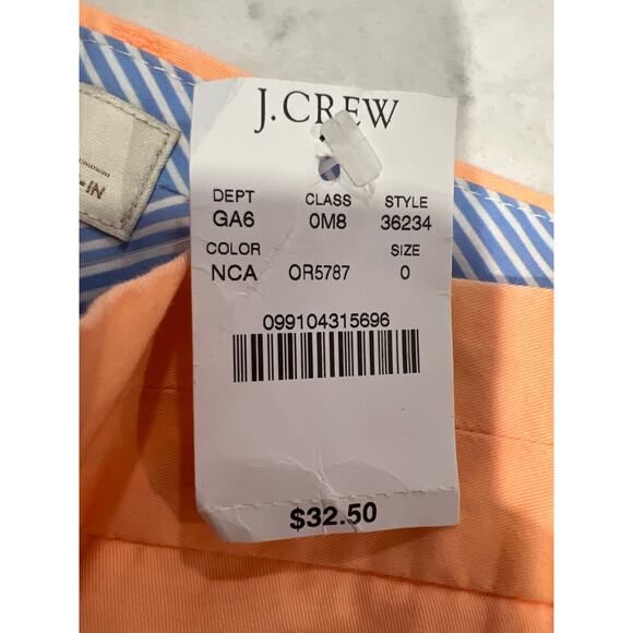 NWT J Crew Women’s 100% Cotton Twill Classic Chino City Fit Shorts Size 0 Orange - Picture 5 of 5